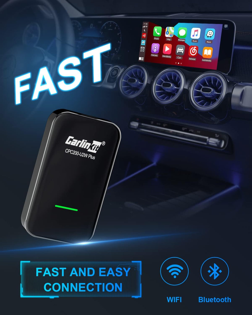 Wireless CarPlay Adapter with 2 USB Cables E394224