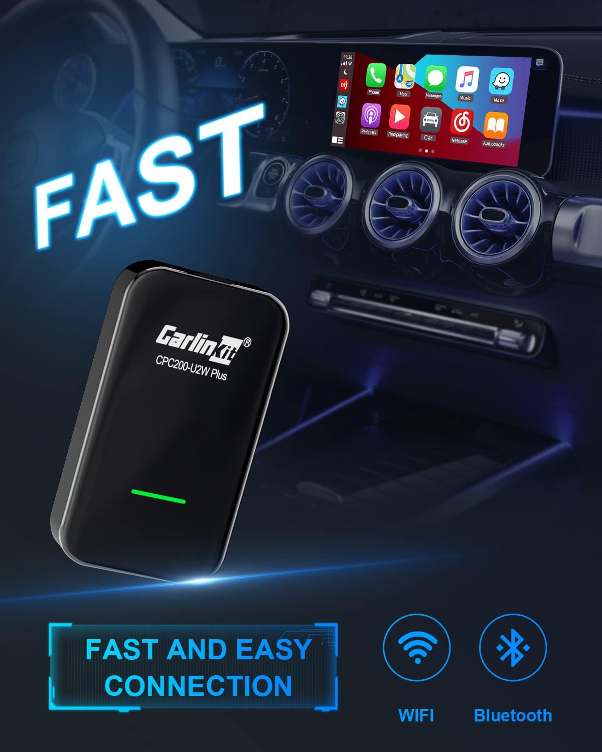 Wireless CarPlay Adapter with 2 USB Cables E394224