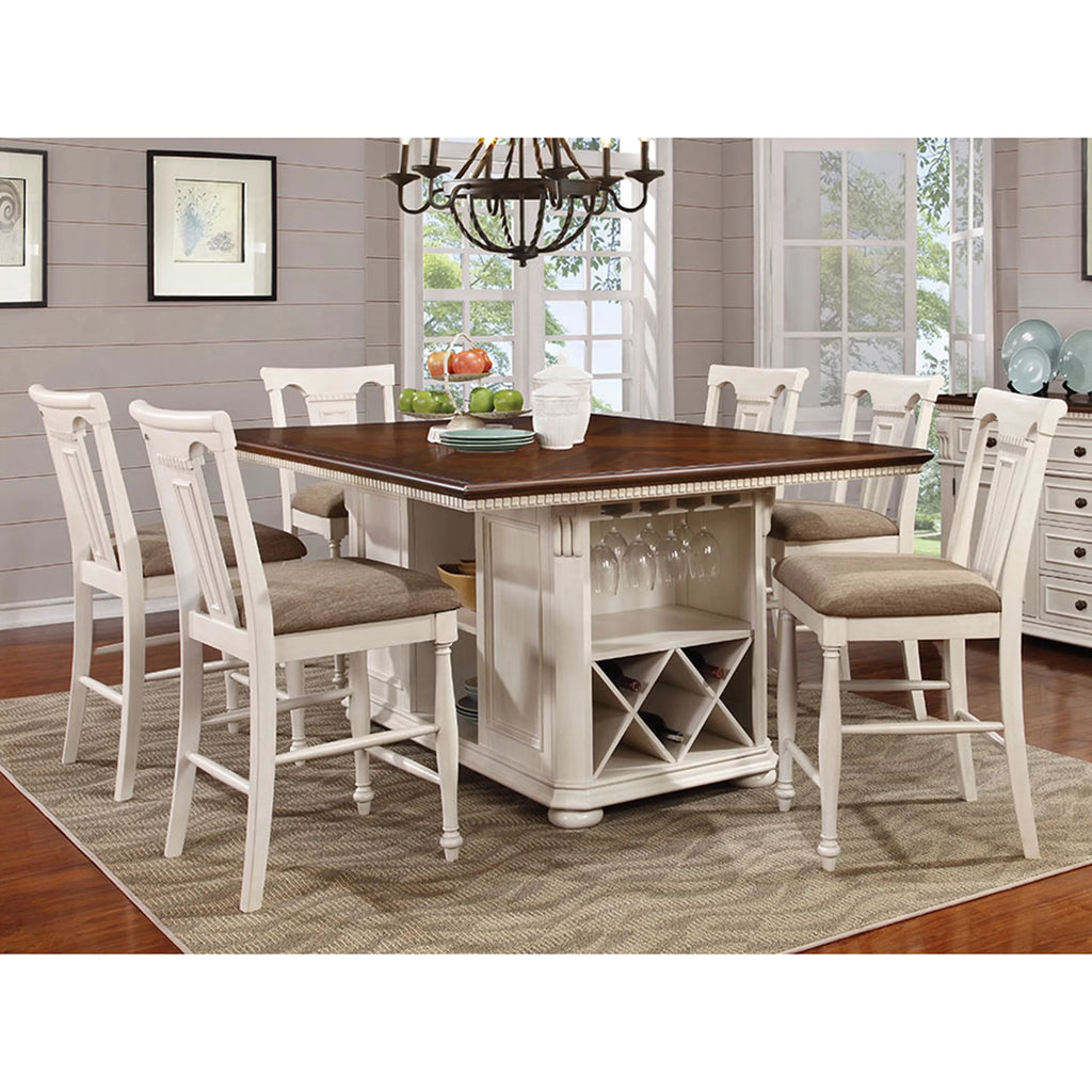 Upholstered Fabric Counter Height Dining Chairs Set of 2 White U937
