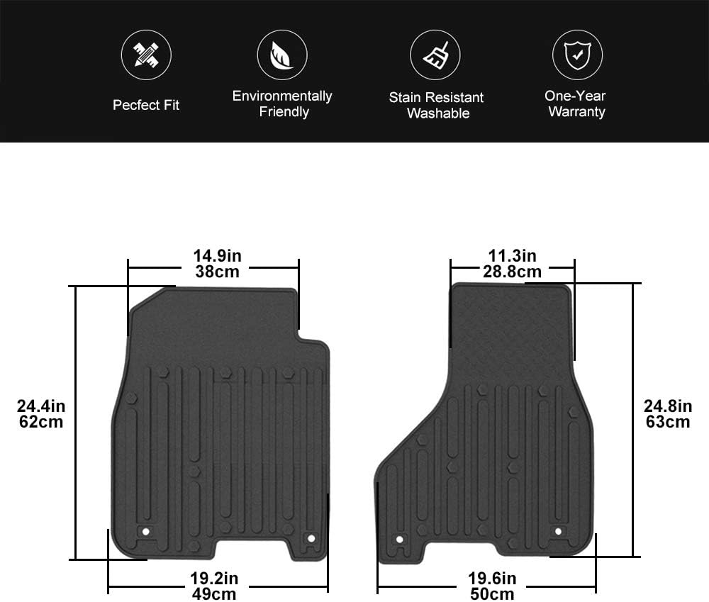 Black Front Row All Weather TPE Floor Mat Set Z8662