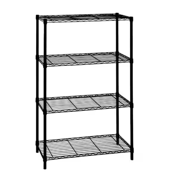 4-Tier Black Steel Wire Shelving Unit A85814