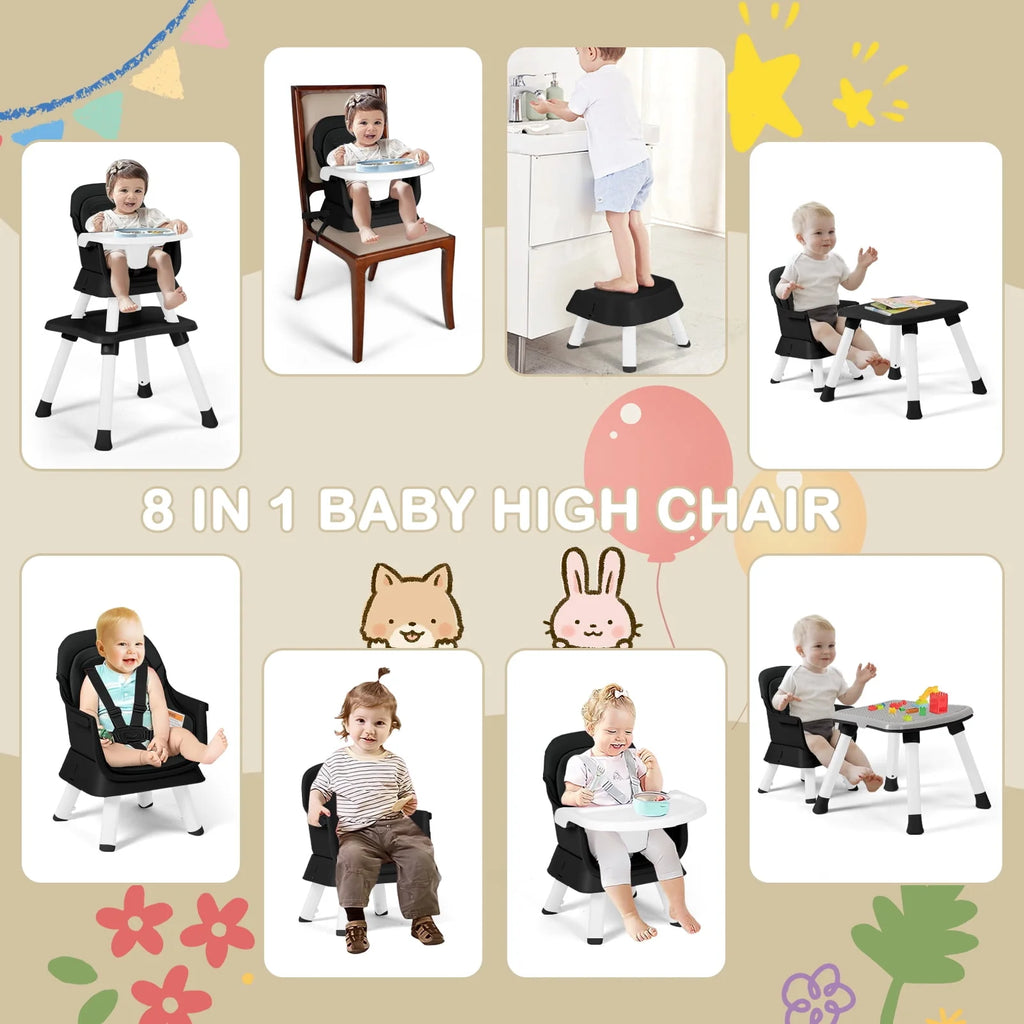 8 in 1 Black Baby High Chair P408