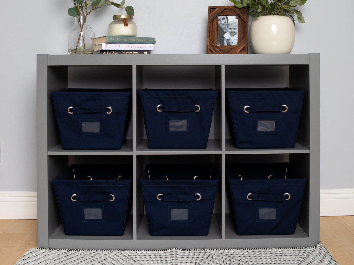Medium Rectangular Canvas Bins, Set of 2, Blue E488103