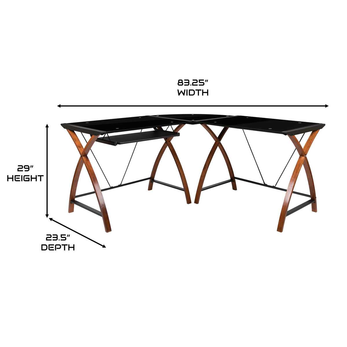 L-Shaped Gaming Desk with Keyboard Tray Y55299