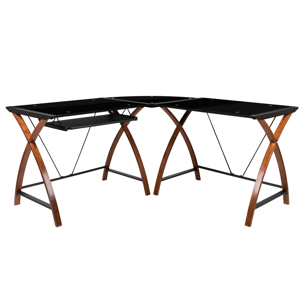 L-Shaped Gaming Desk with Keyboard Tray Y55299