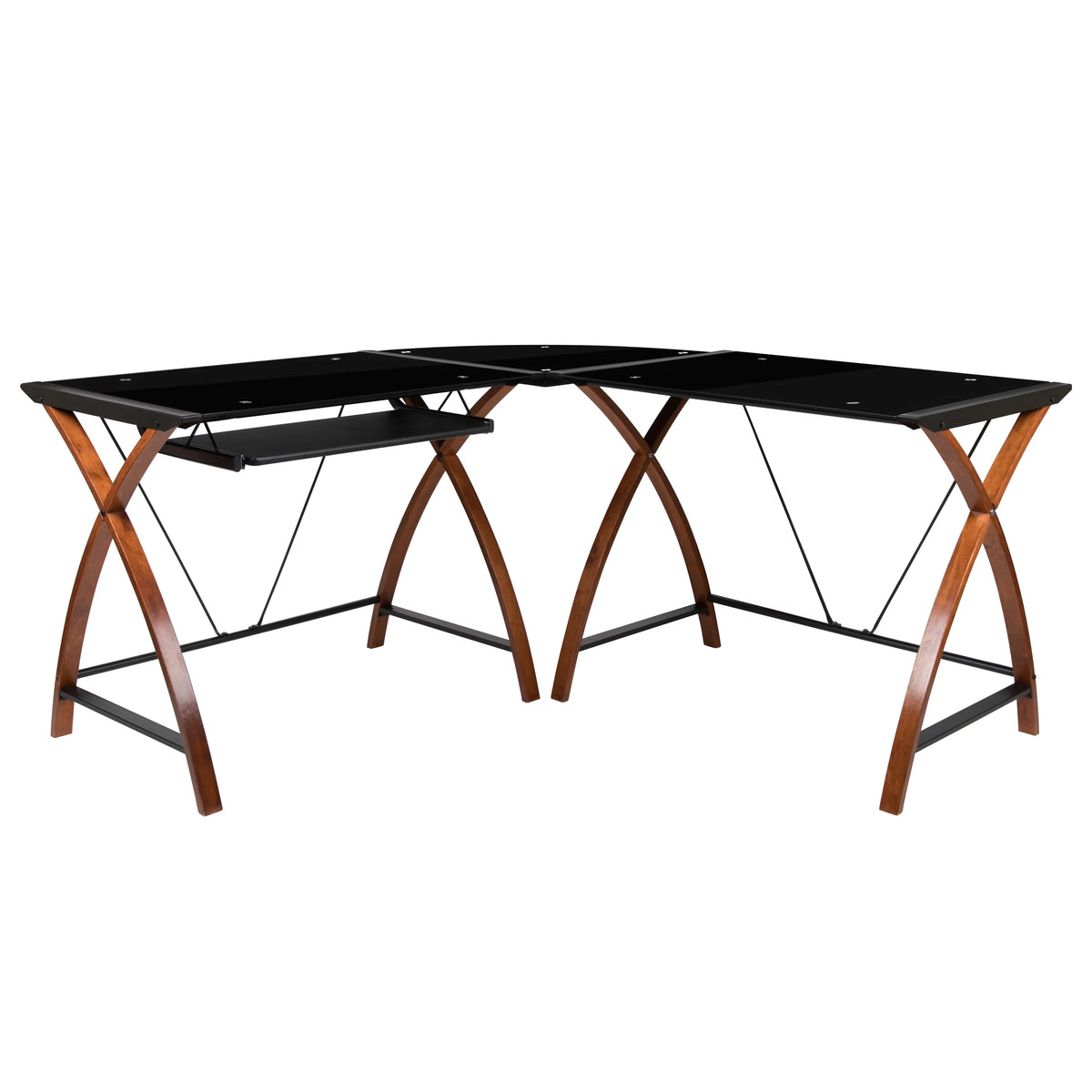 L-Shaped Gaming Desk with Keyboard Tray Y55299