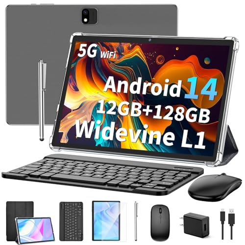 Android 14 Tablet with Keyboard, 12GB RAM, 128GB Storage, 10 Inch 2-in-1 Tablet X812