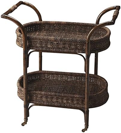 Medium Brown Rattan Bar Cart Z10991
