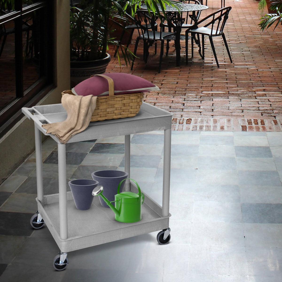 Gray 2 Shelf Utility Tub Cart S106367