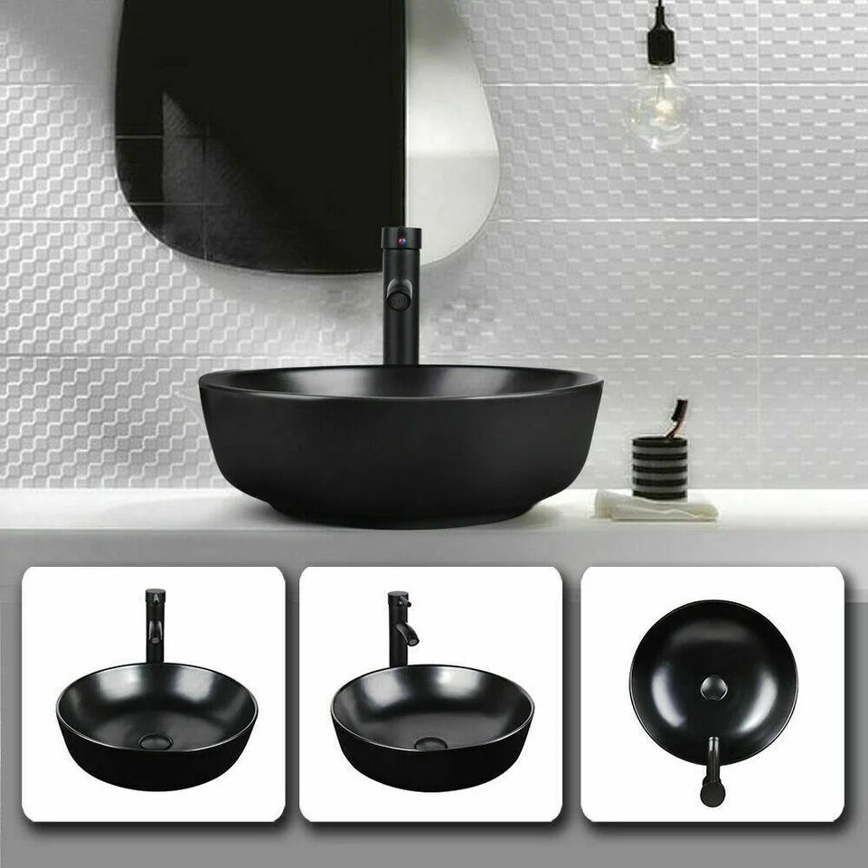 Porcelain Ceramic Vessel Sink and Faucet Combo U786690