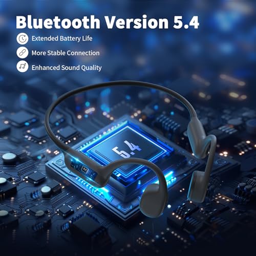 Bone Conduction Headphones, Bluetooth 5.4 Open Ear Headphones with Mic, IPX7 Waterproof Sport Headphones U614386