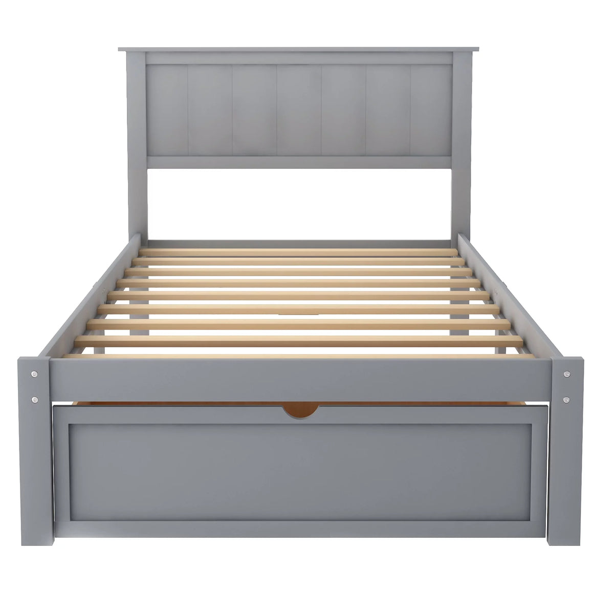 Twin Wood Platform Bed with Headboard & Storage Drawer A459039