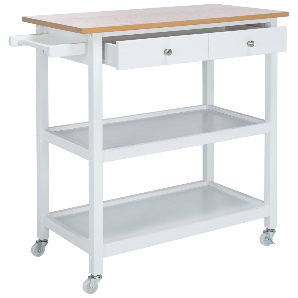 White 2 Drawer 3 Shelf Kitchen Cart M6529