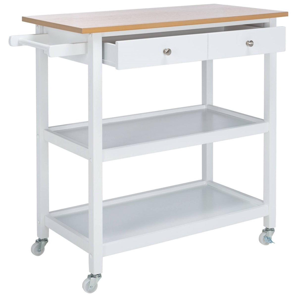 White 2 Drawer 3 Shelf Kitchen Cart M6529