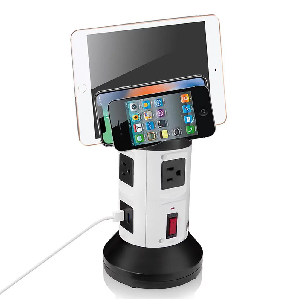 Smart Charging Station with USB Ports and Retractable Cord B585