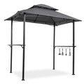 Double Tier Steel Frame BBQ Grill Gazebo Canopy with Bar Counters M814368