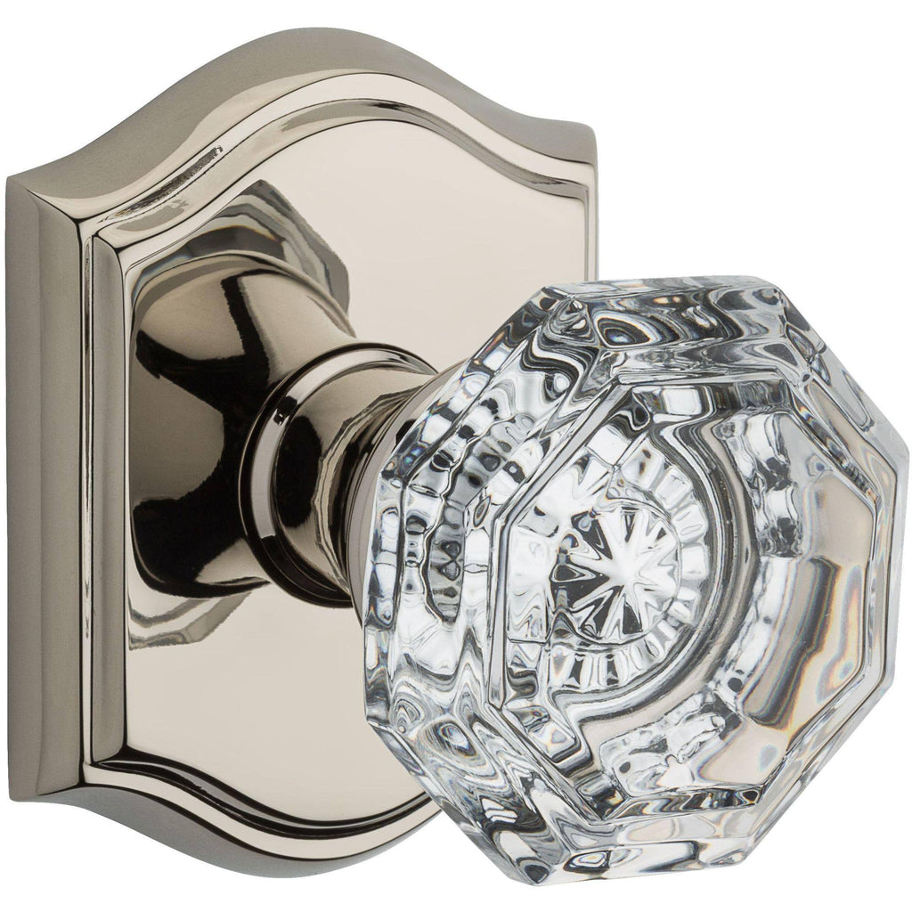 Polished Nickel Crystal Privacy Door Knob with Arch Rose G104