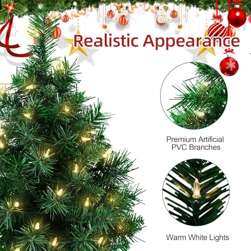 Mini Artificial Christmas Tree 22 Inch with 35 Warm White Lights M815546