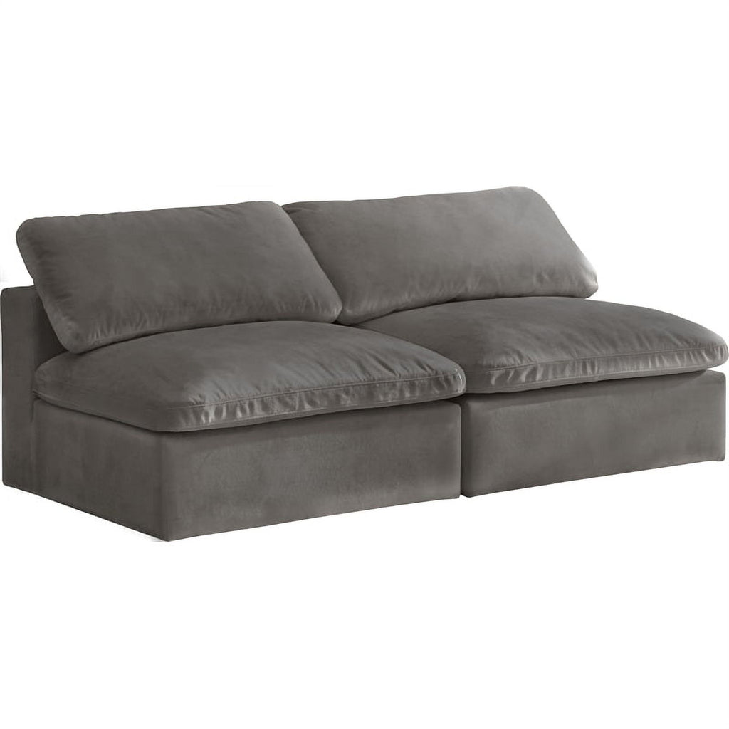 Gray Velvet Modular 2 Piece Armless Loveseat L607