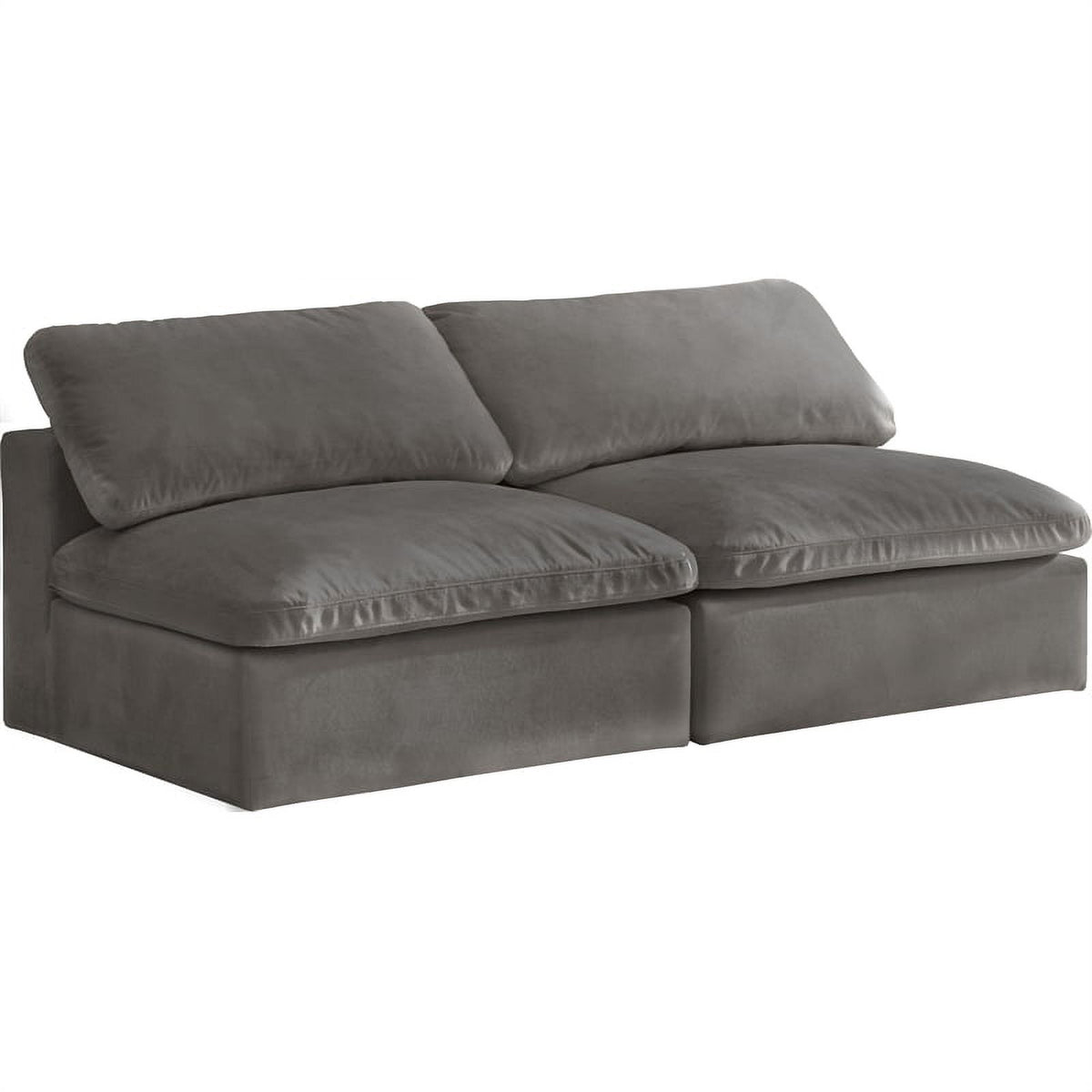 Gray Velvet Modular 2 Piece Armless Loveseat L607