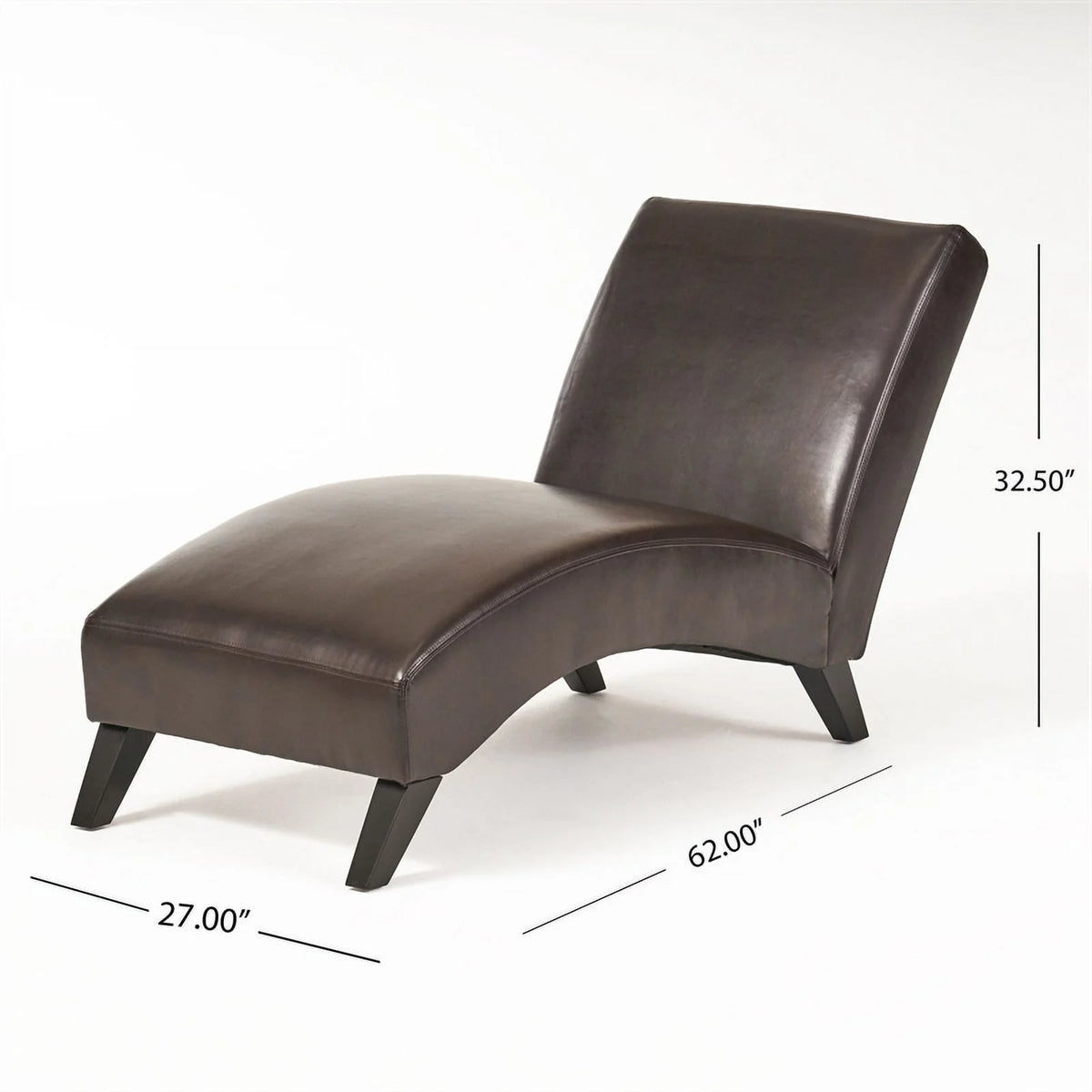Brown Bonded Faux Leather Chaise Lounge J5083