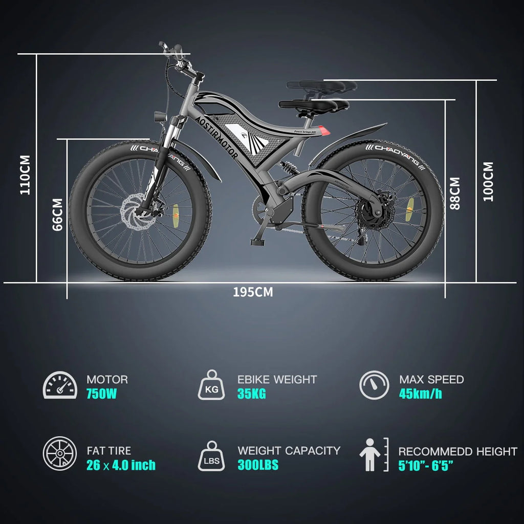 750W 48V 15Ah Fat Tire Electric Mountain Bike A8919