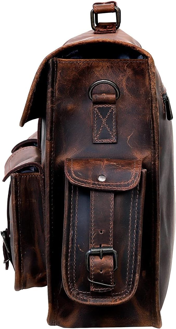 Vintage Brown Leather Laptop Messenger Bag I77194