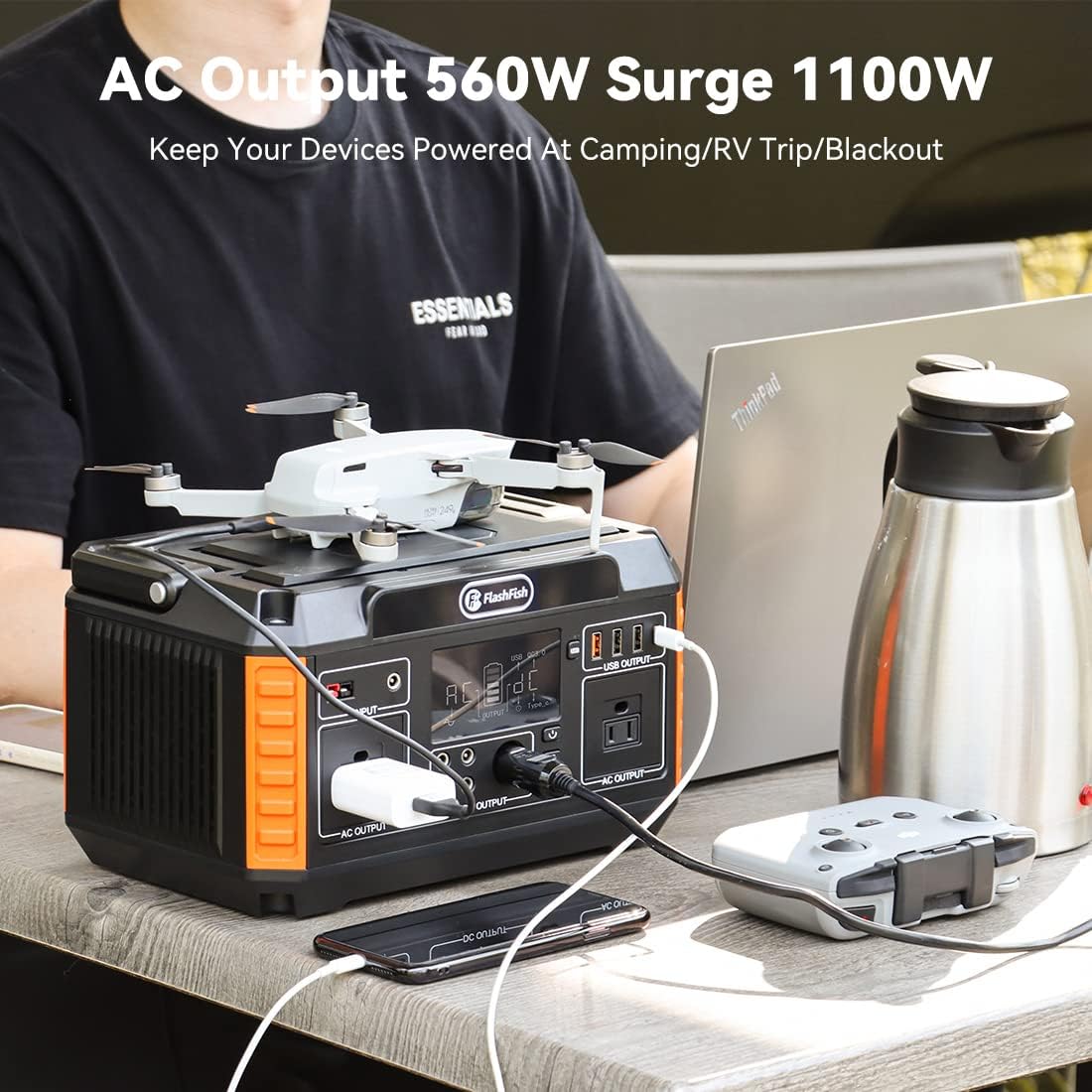 560W Portable Power Station, 520Wh/140400mAh Lithium Battery Pack with AC Outlets T988