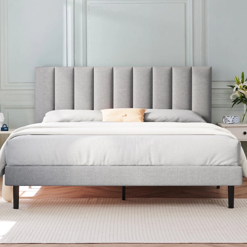 Queen Upholstered Platform Bed Frame with Headboard V2637