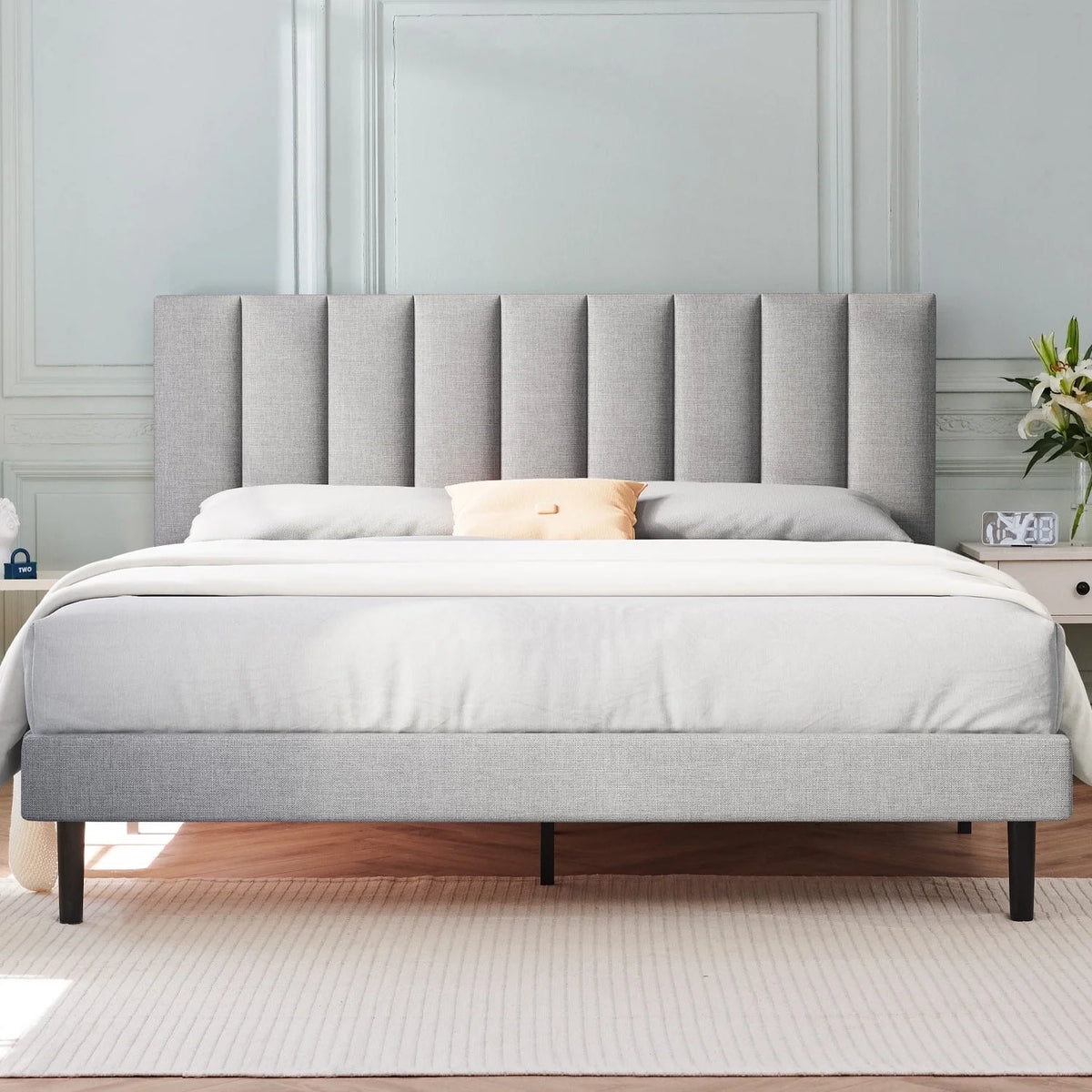 Queen Upholstered Platform Bed Frame with Headboard V2637