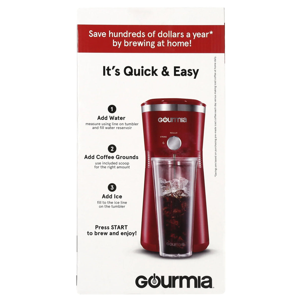 Red Iced Coffee Maker with 25 fl oz Tumbler N816367