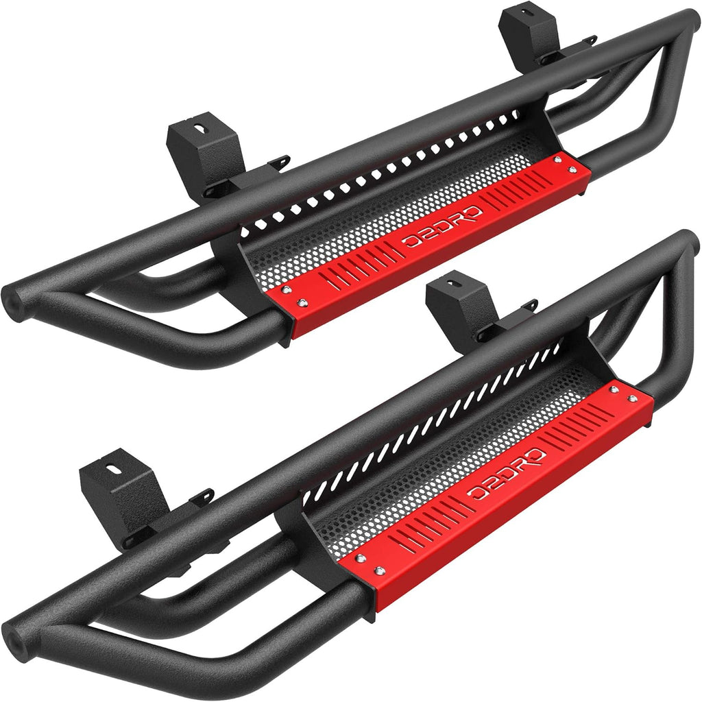 All Steel Drop Side Steps with Red Paintable Step Plates M75767