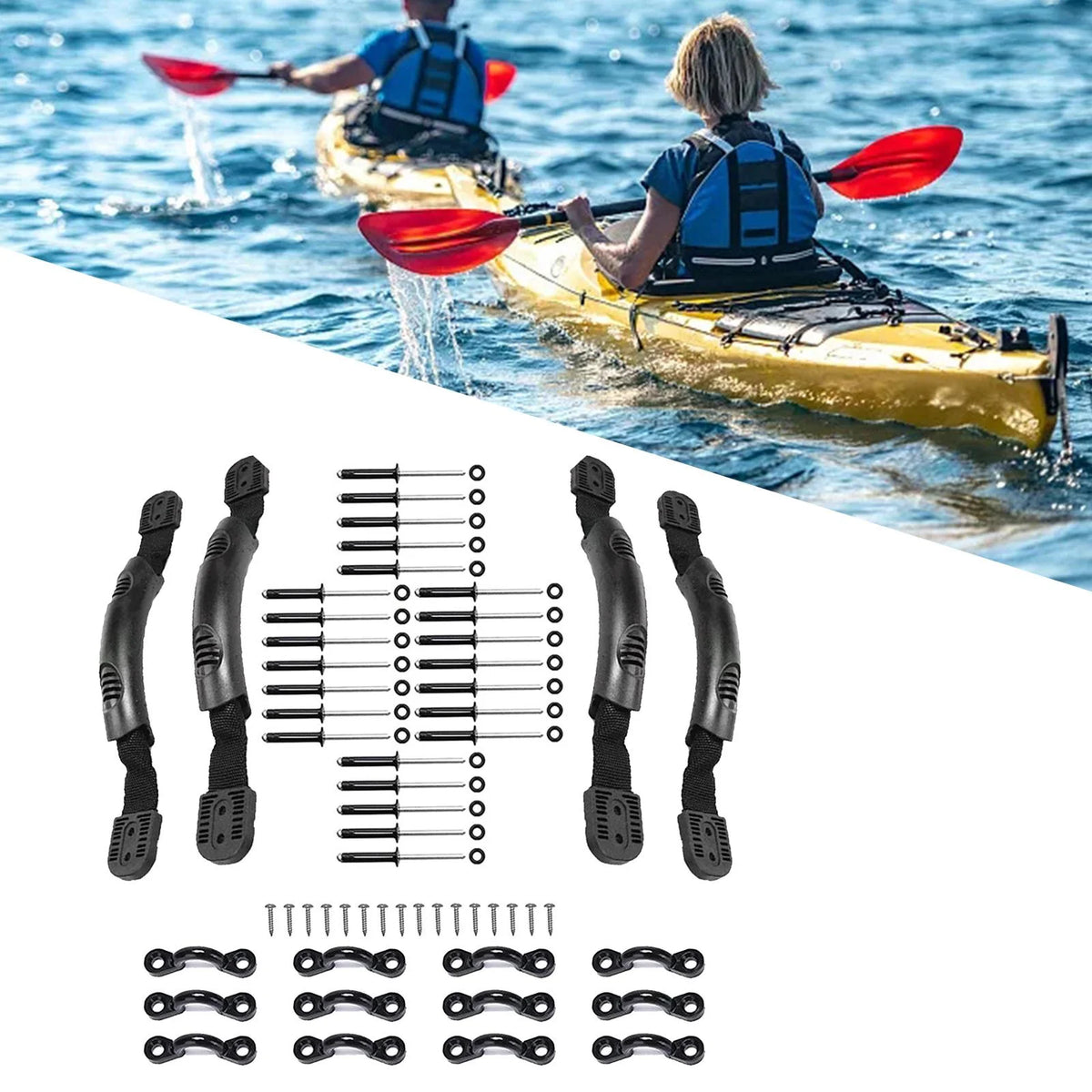 Black Kayak Carry Handles with Screws Pad Eye A507