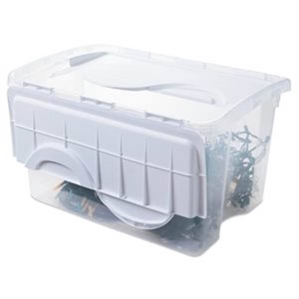 48 Quart Clear Hinged Lid Storage Box Tote (30 Pack) R64645