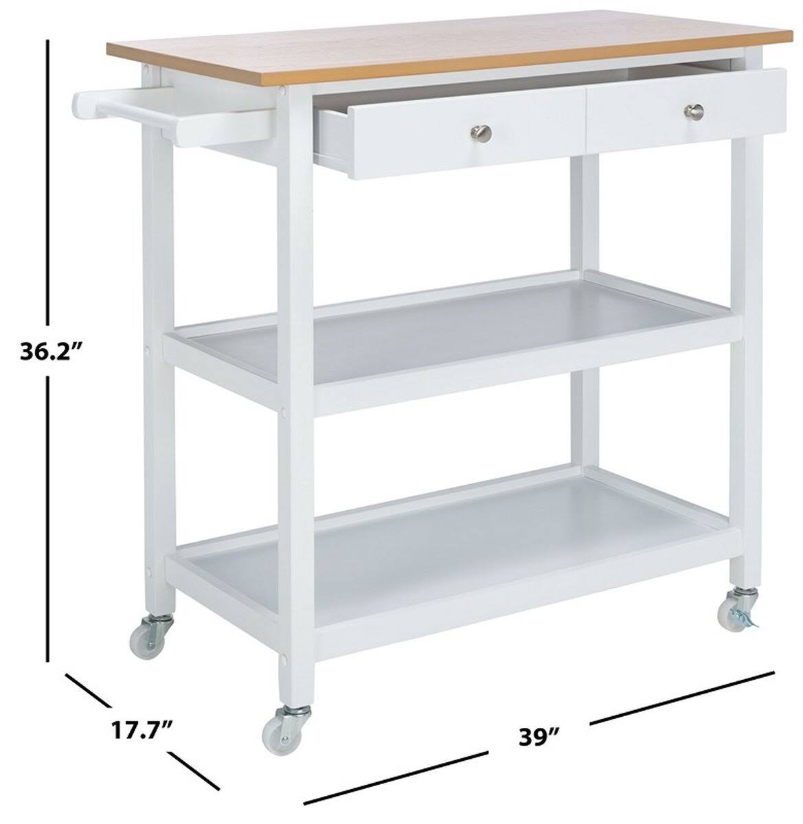 White 2 Drawer 3 Shelf Kitchen Cart M6529