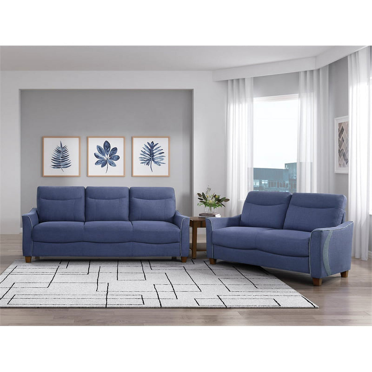 Blue Fabric Upholstered Love Seat Q303153
