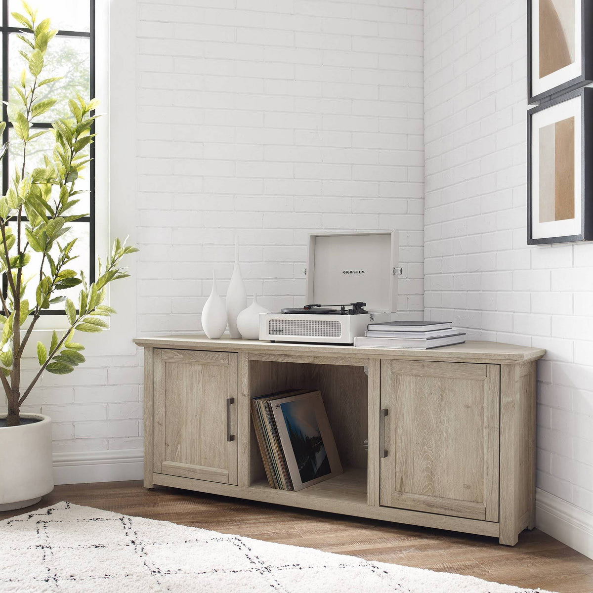 Corner TV Stand Frosted Oak B9316