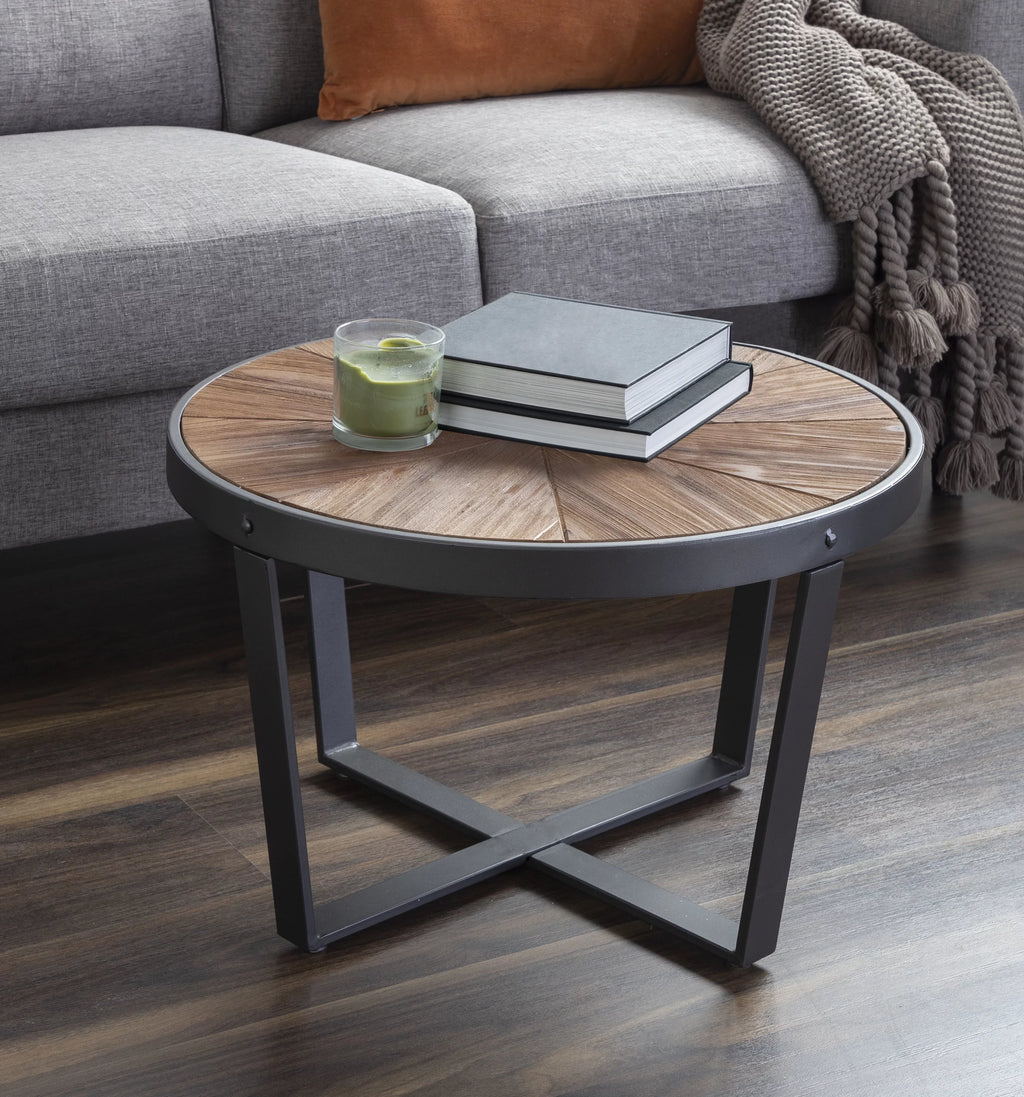 Round Wood and Metal Coffee Table D422697