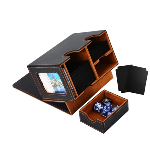 Black Green Trading Card Deck Box with Dice Tray and 2 Dividers X603982