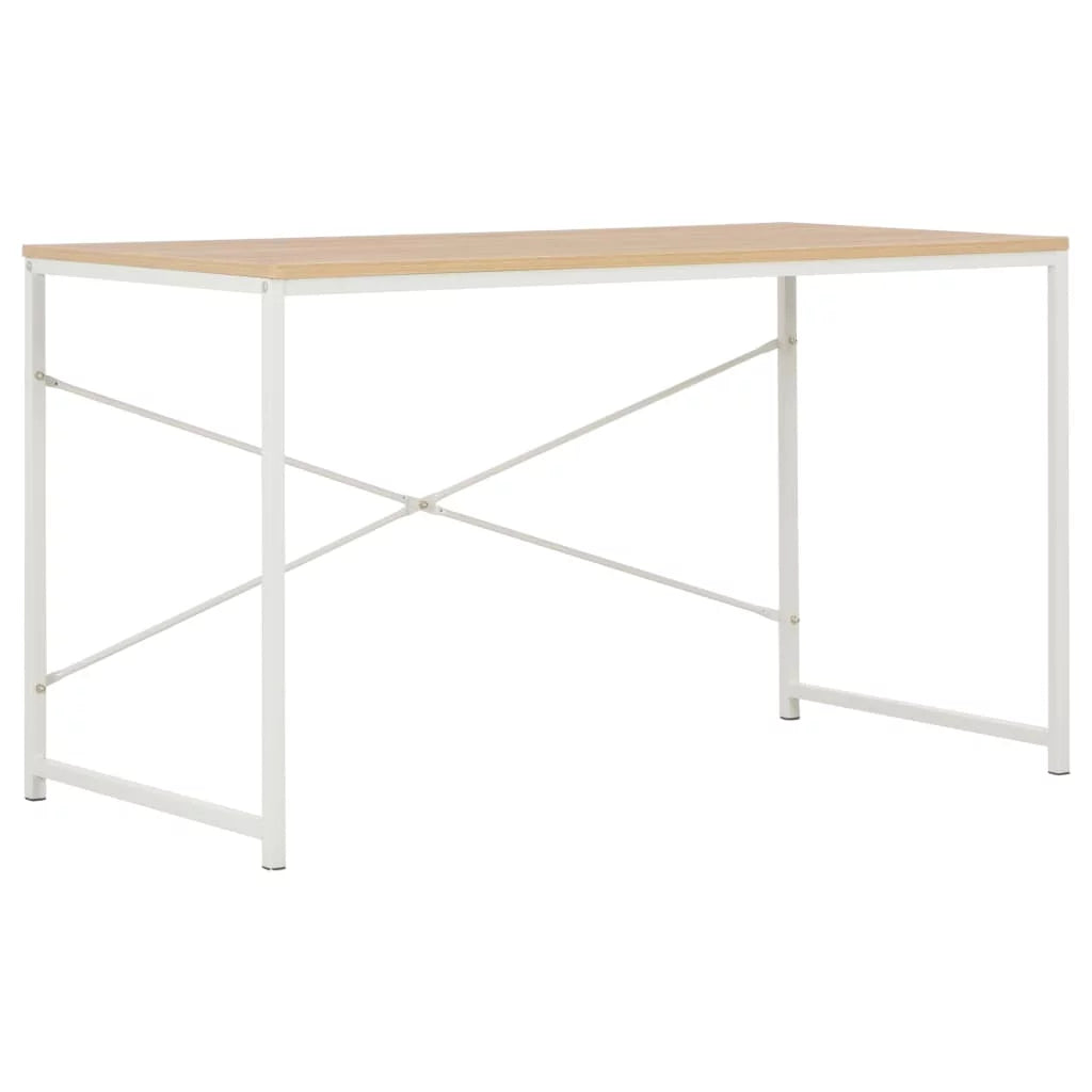 White and Oak Engineered Wood Computer Desk G77880
