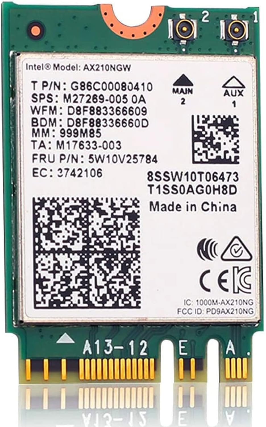 WiFi 6E Card AX210 Bluetooth 5.2 Tri-Band 5400Mbps Wireless Module Pack of 2 D348800
