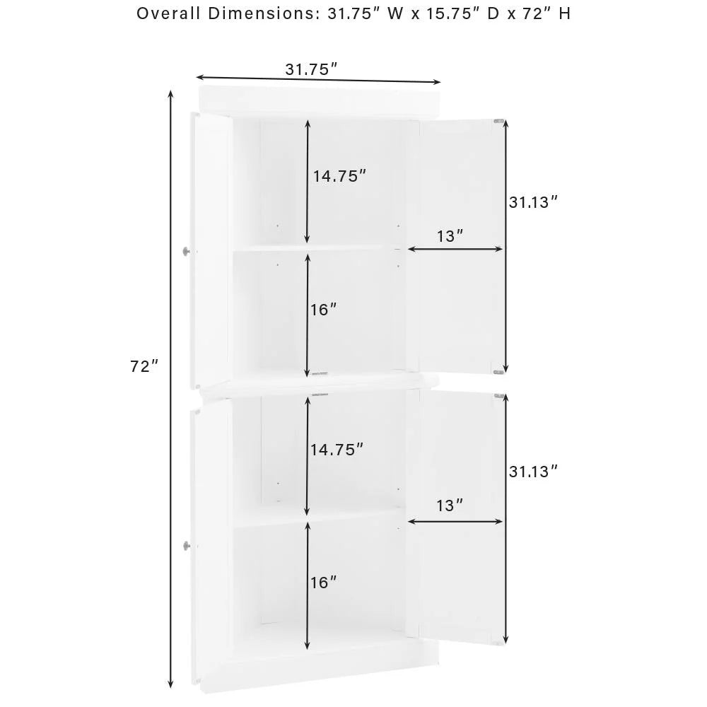 White 2-Piece Wood Stackable Corner Pantry E434640