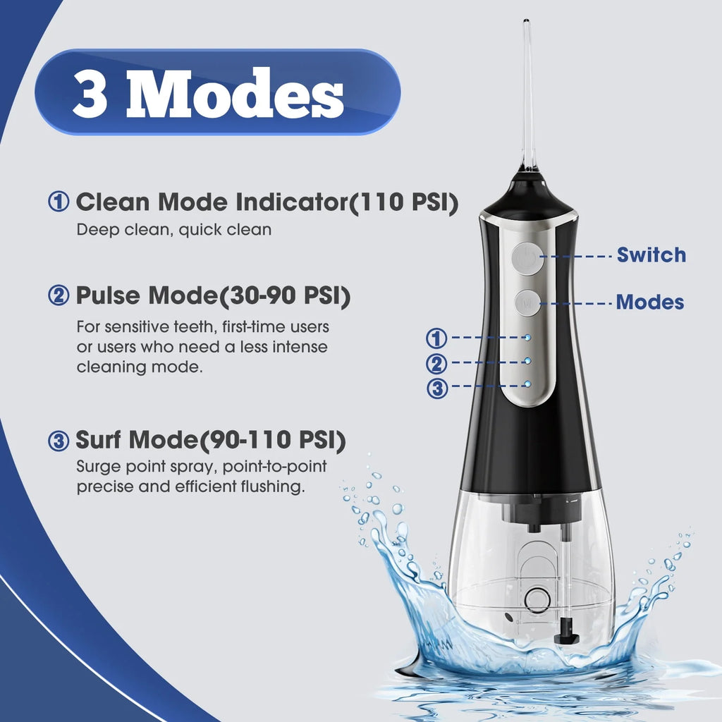 Cordless Water Flosser 3 Modes 5 Tips IPX6 Waterproof H573663