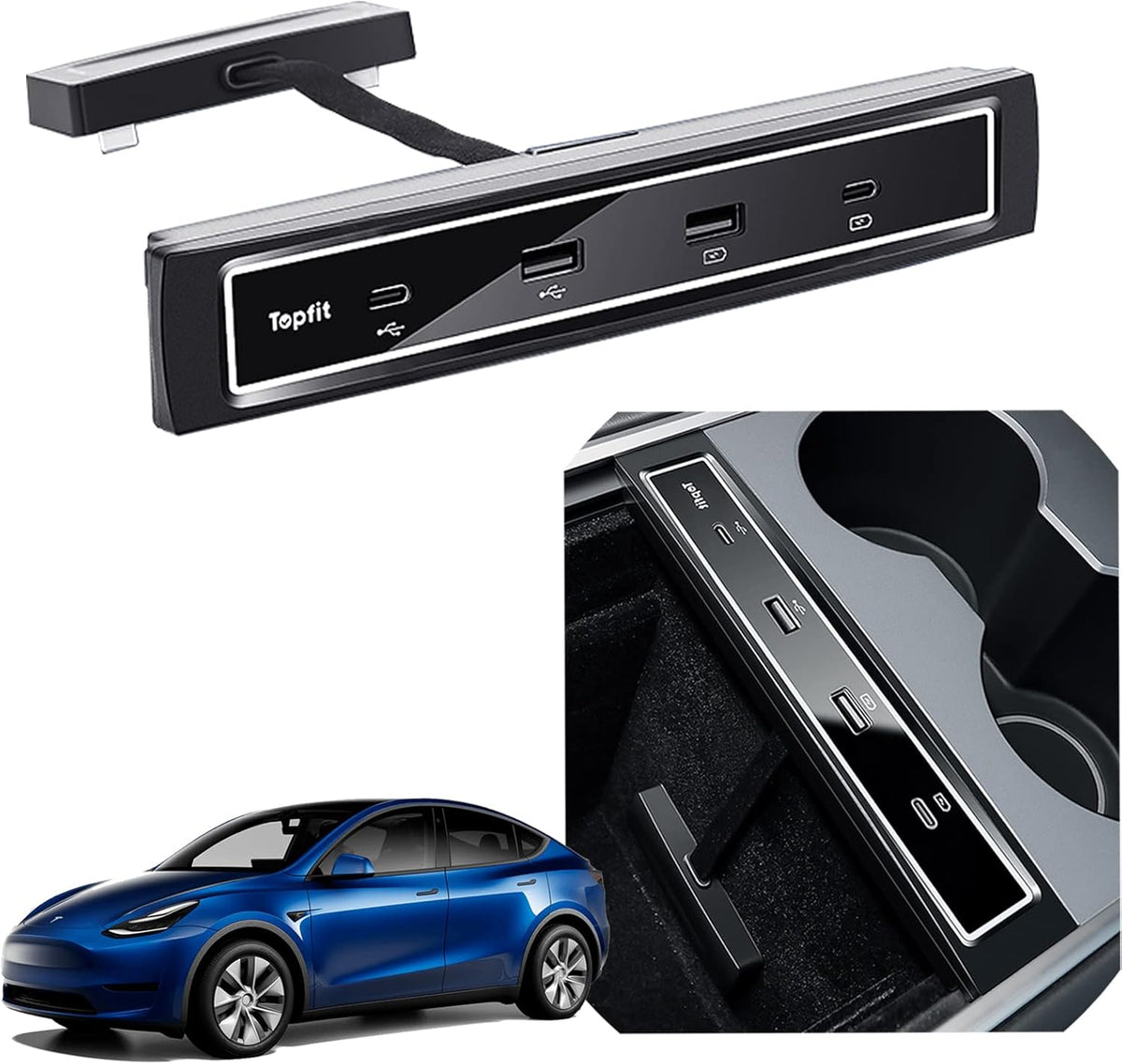 USB Hub 4-in-1 Center Console Adapter, Black, Pack of 2 Q792