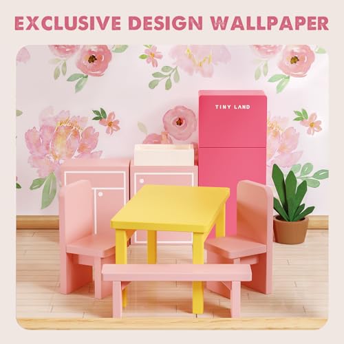 Wooden Dollhouse with 31Pcs Furniture Accessories D8240