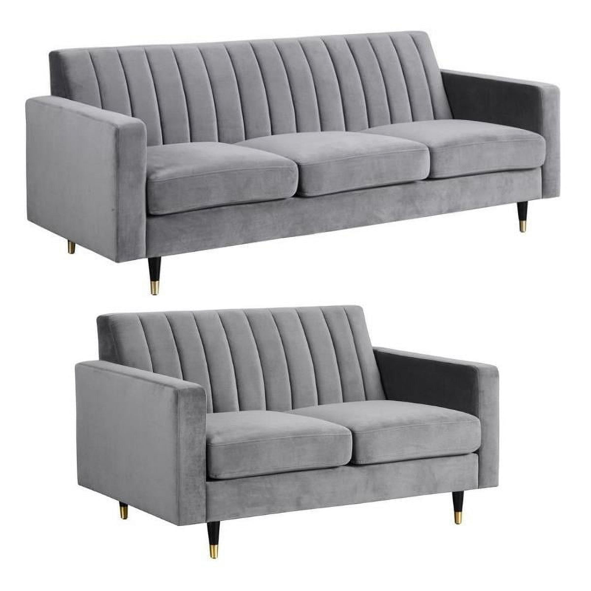 Contemporary Velvet Loveseat and Sofa Y408661
